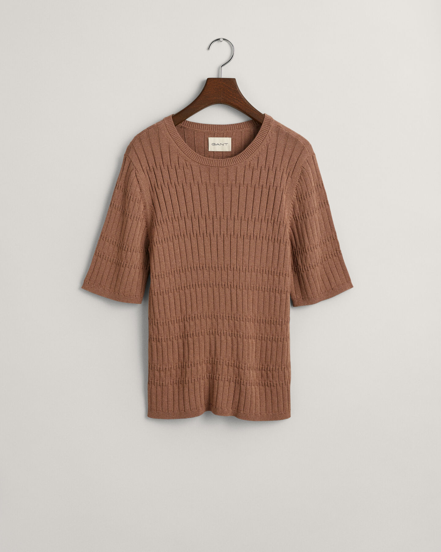 Textured sweater met ronde hals en korte mouwen