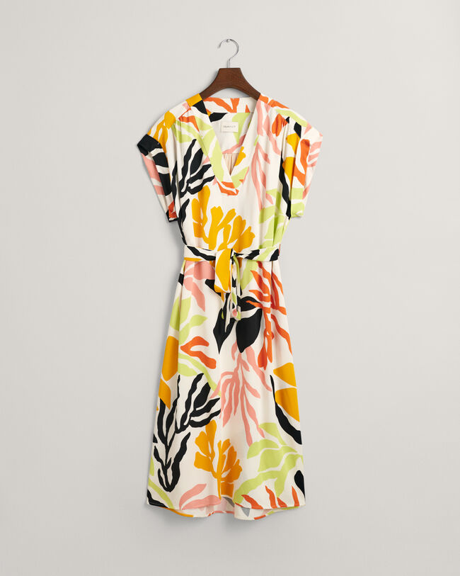 Palm Print jurk met korte mouwen