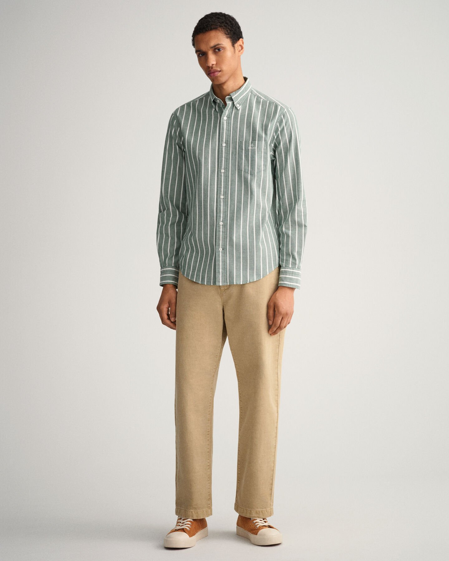 Regular Fit Oxford-overhemd met brede streep