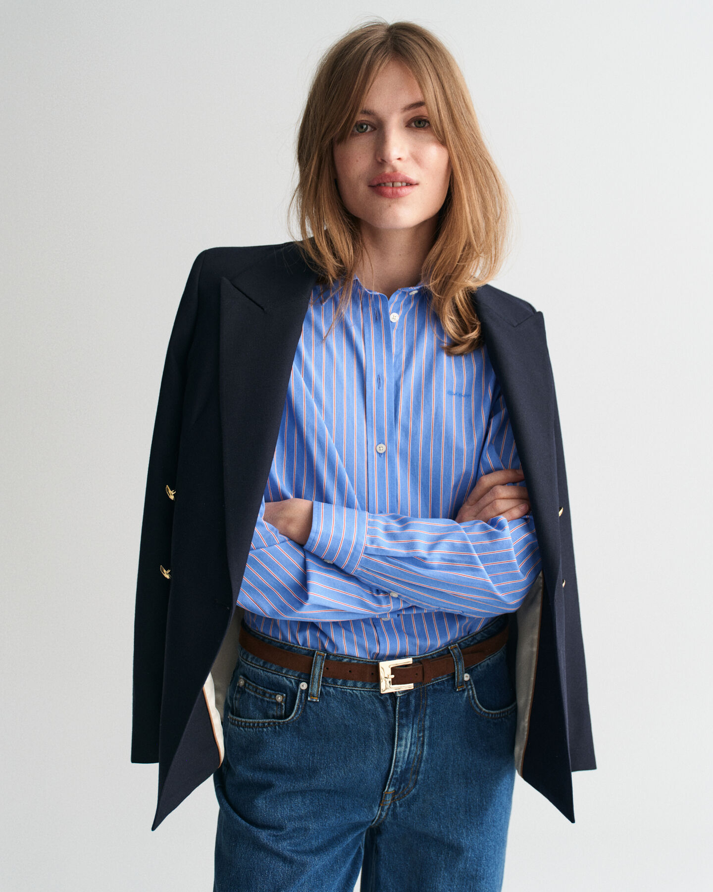 Regular Fit Classic overhemd met strepen van poplin