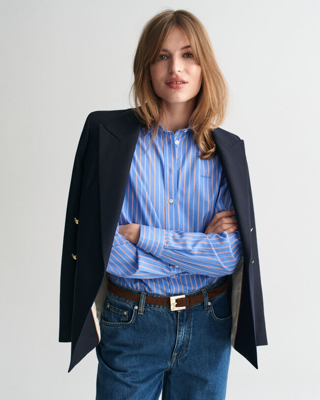 Regular Fit Classic overhemd met strepen van poplin