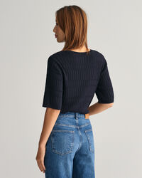 Textured sweater met ronde hals en korte mouwen