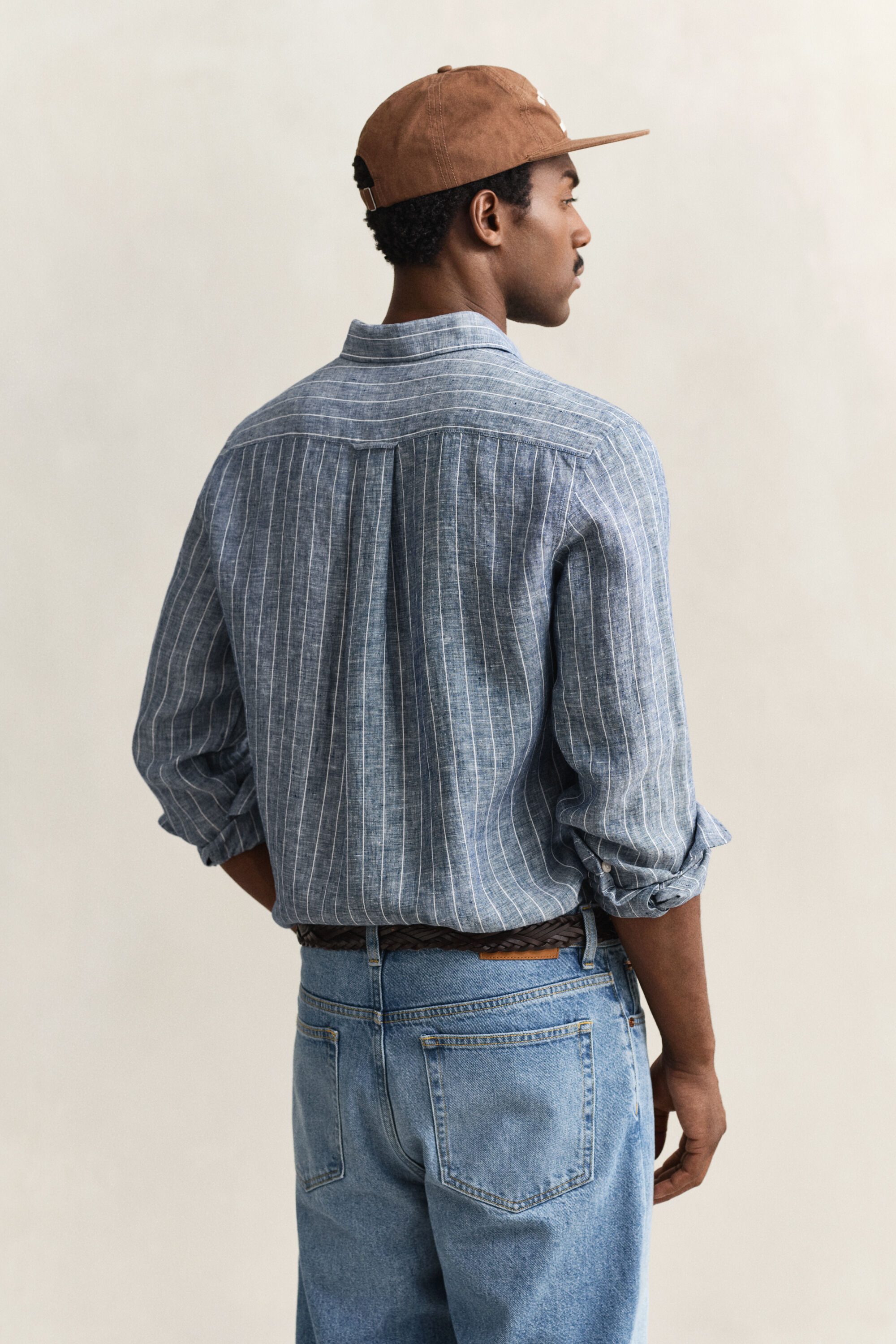 Gestreept linnen overoverhemd