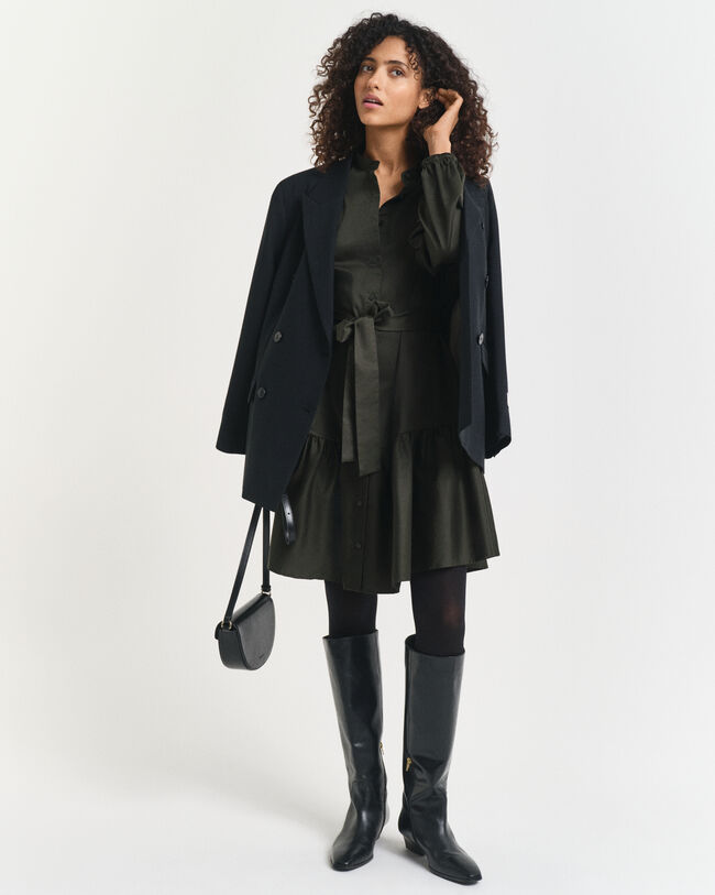 Jurk met lange mouwen van katoensatijn