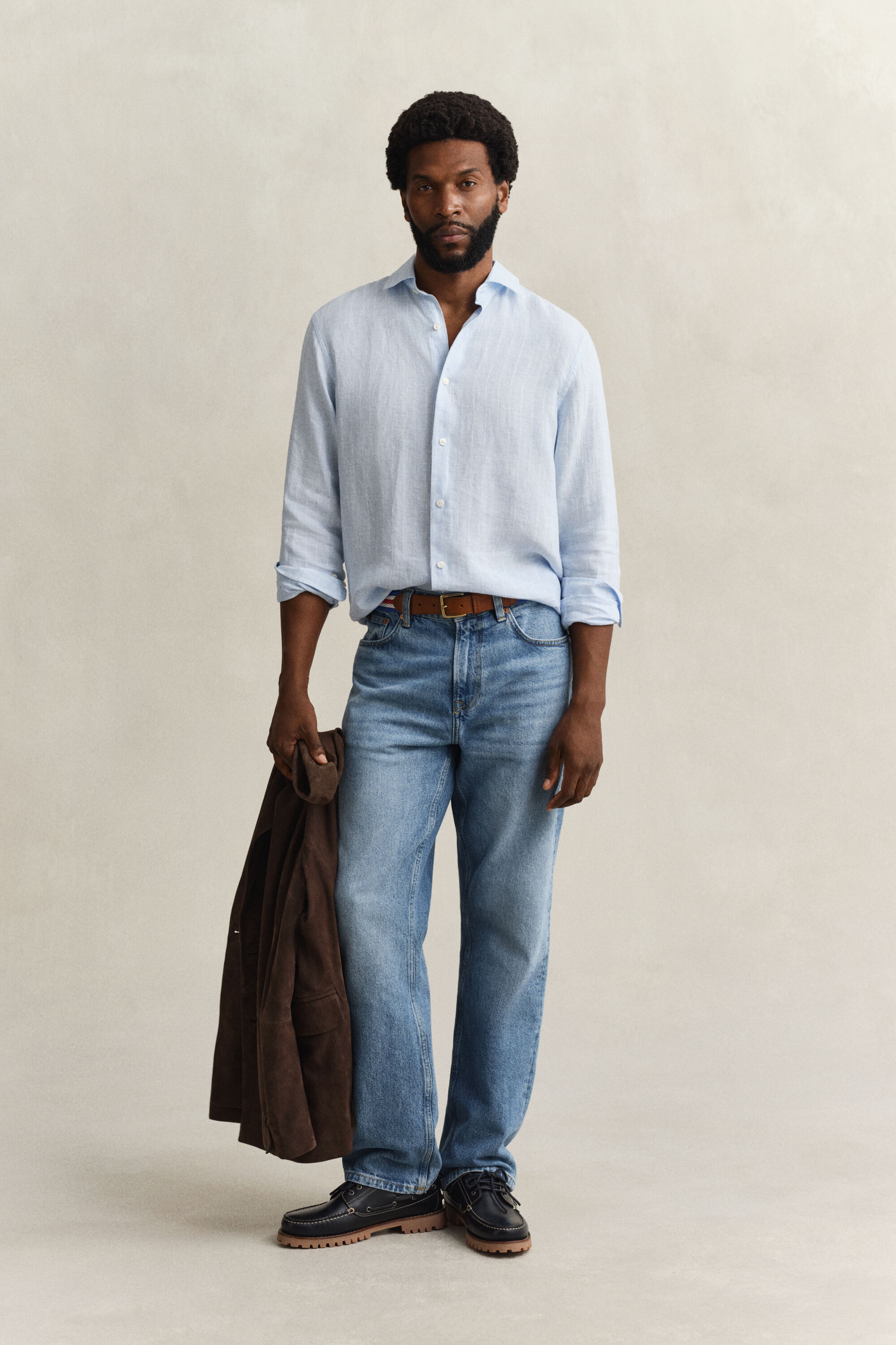 Gestreept linnen overoverhemd