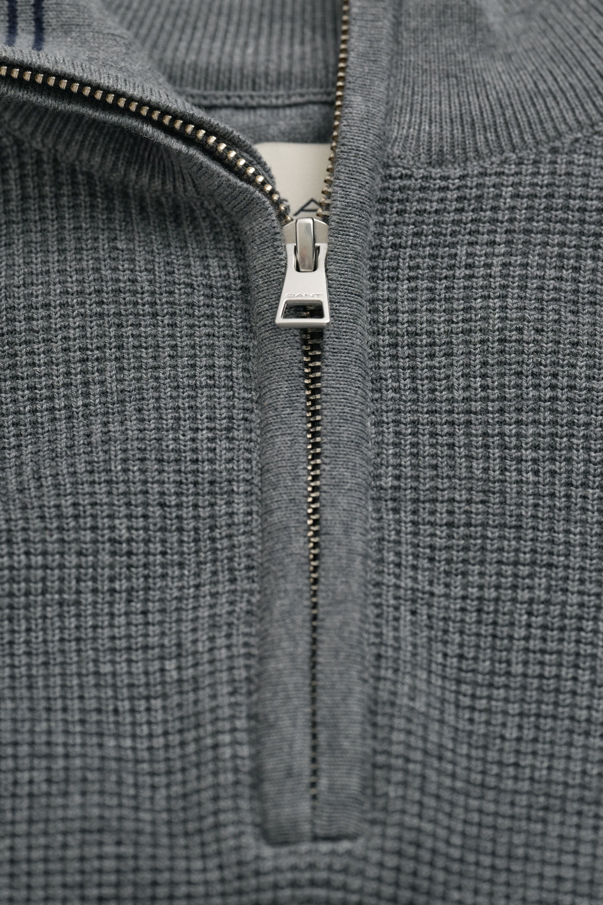 Katoenen Textured sweater met korte rits