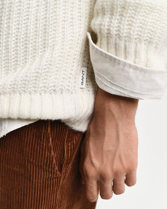 Trui met ronde hals van geribde alpacawolmix