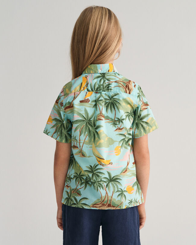 Kids Palm Print katoenen overhemd met korte mouwen