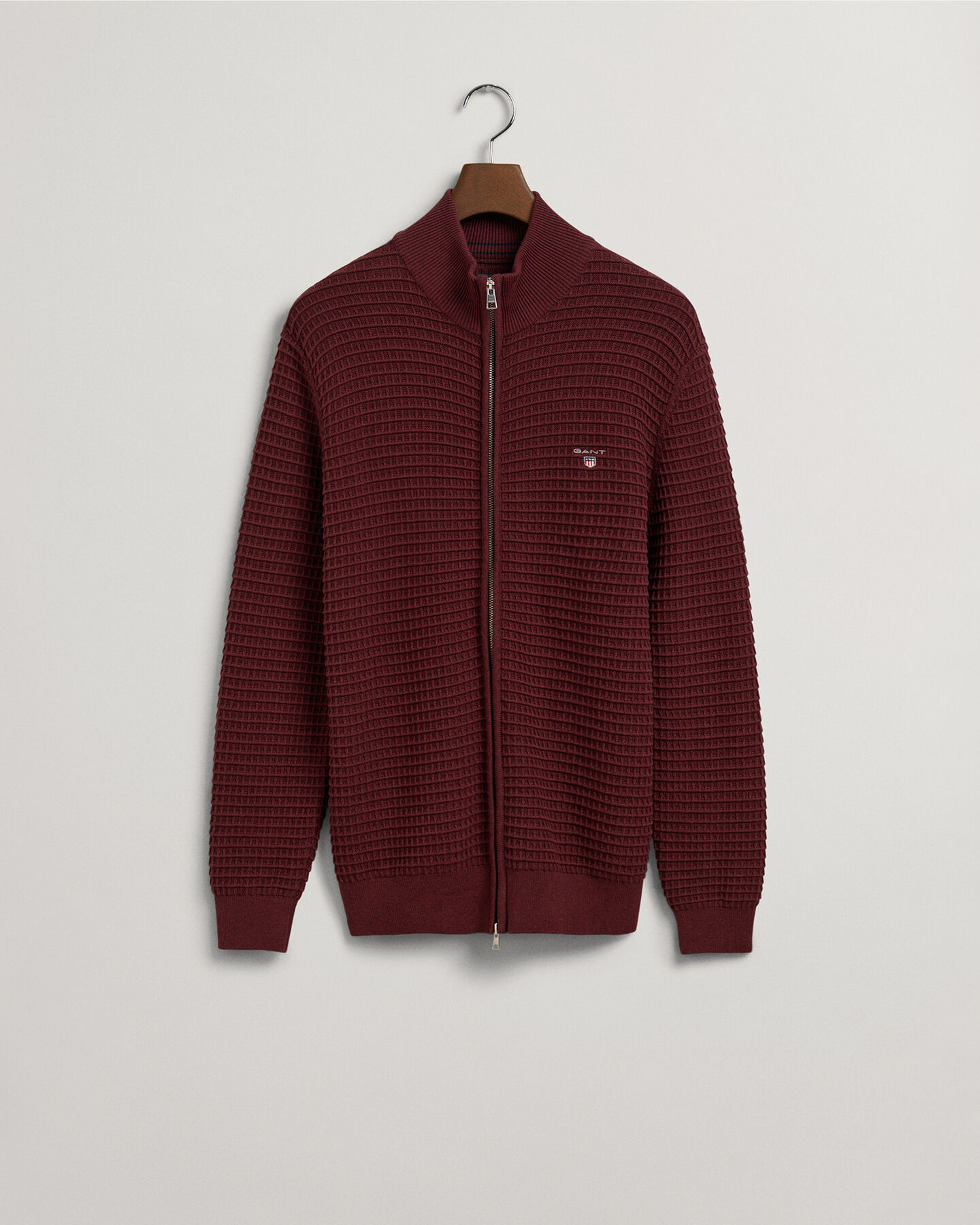 Texture sweater van katoen met rits