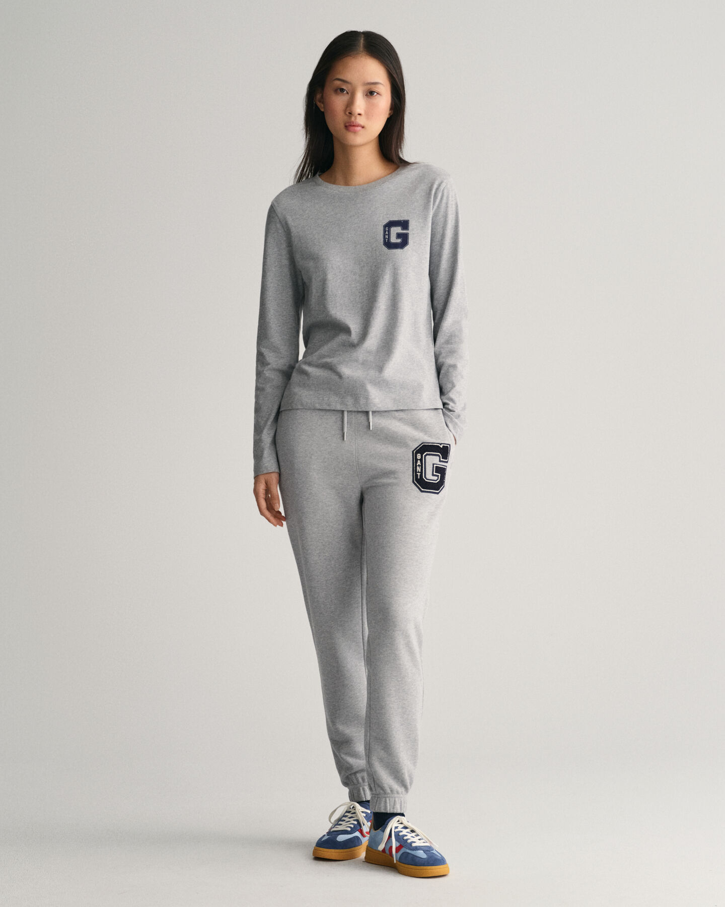 G T-shirt met ronde hals en lange mouwen