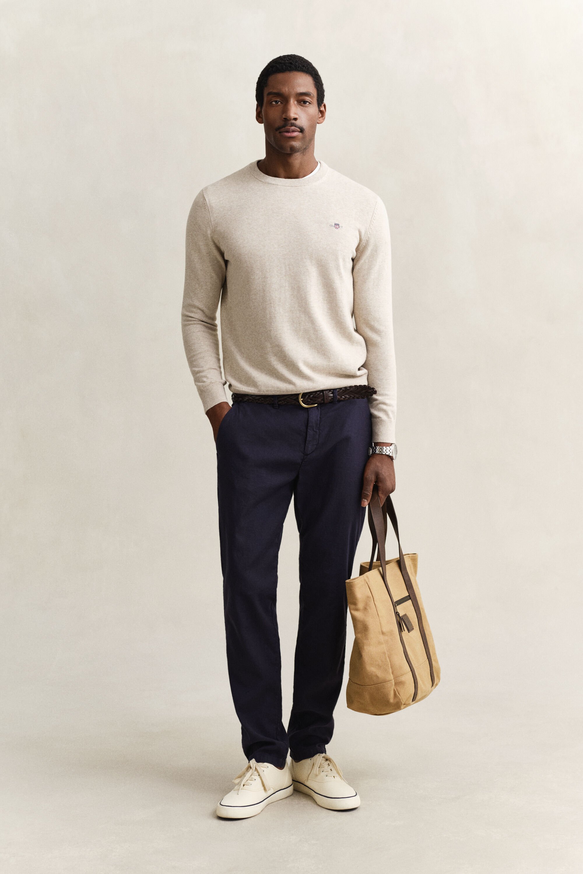 Katoenen trui met ronde hals