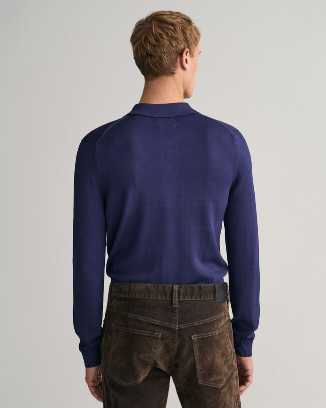 Polosweater van glanzende viscose