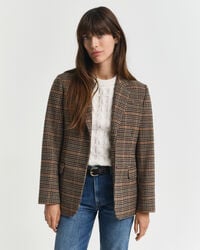 Regular fit wollen blazer met pied-de-poule