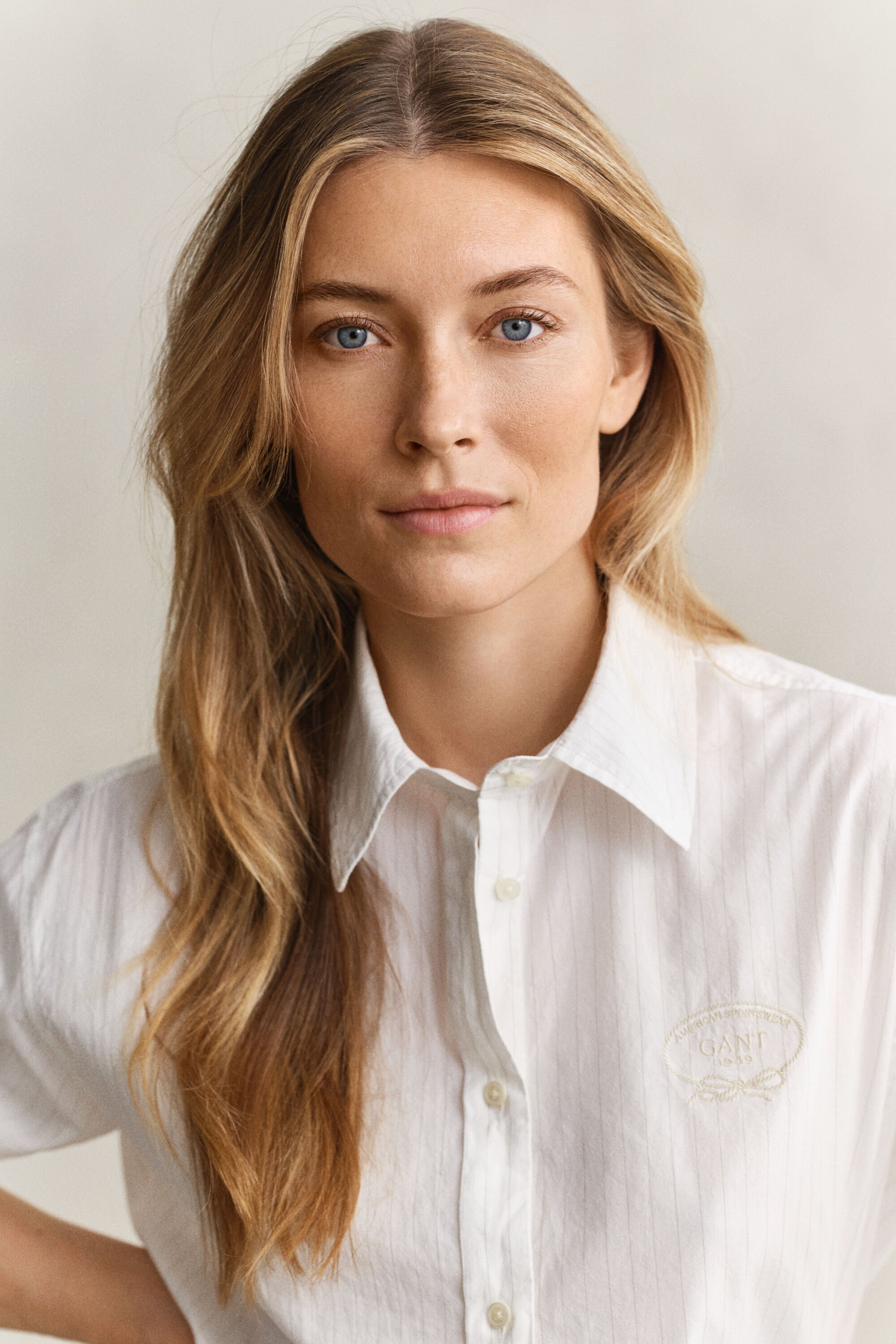 Overoverhemd met strepen en borduursel