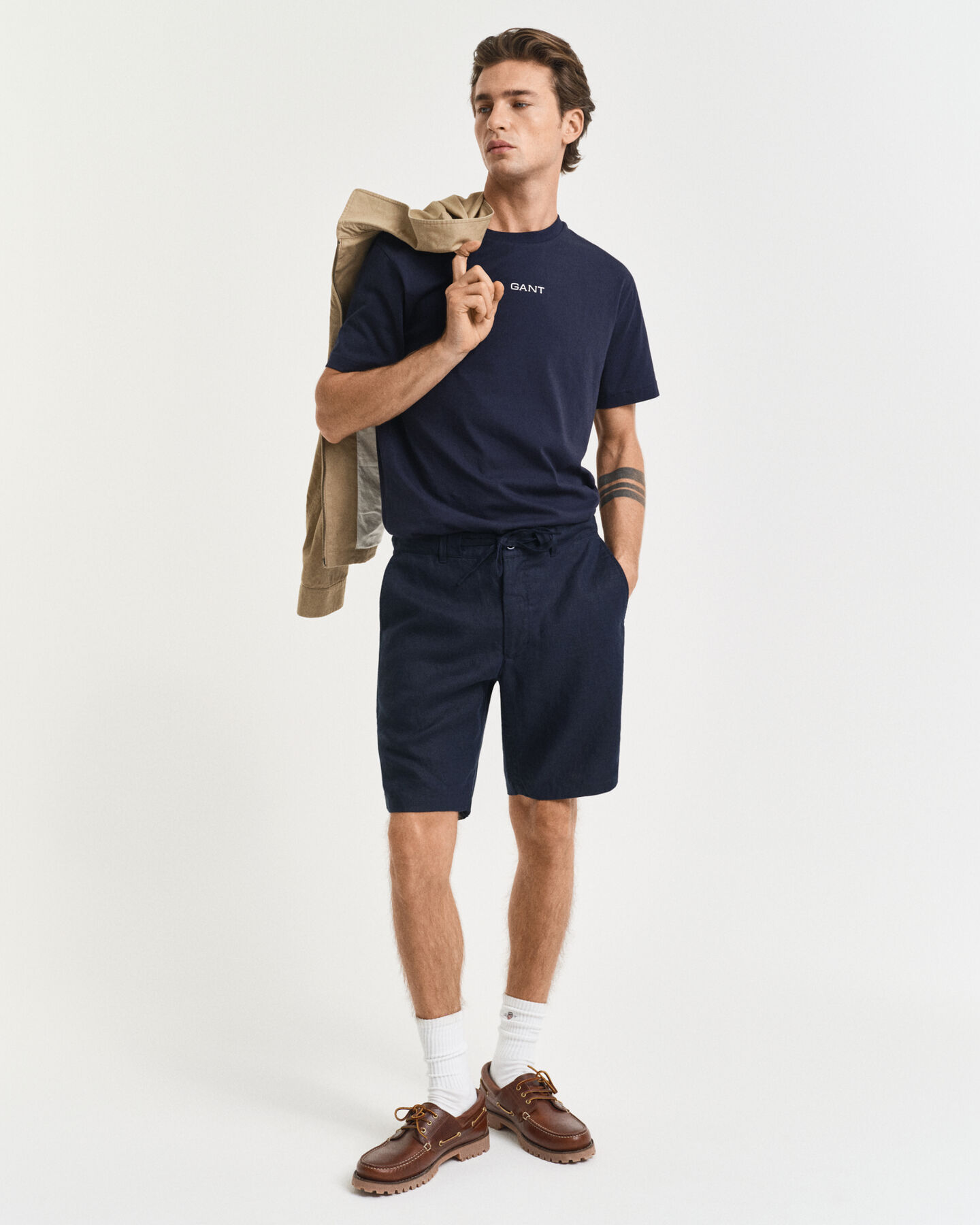 Relaxed Fit linnen short met trekkoordje