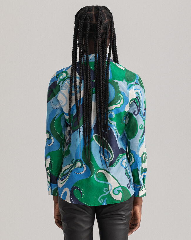 Regular Fit Paisley blouse van katoenzijde