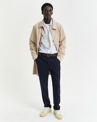 Regular Fit linnen overhemd met smal streepje