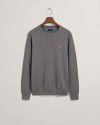 Texture sweater met ronde hals van katoen