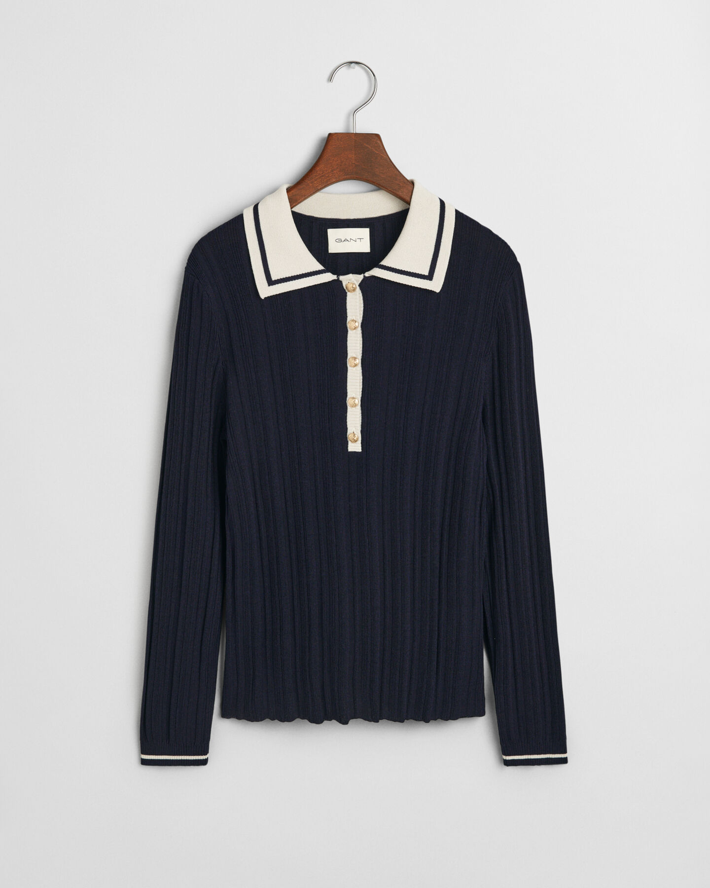Polosweater met contrasterende rib
