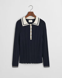 Polosweater met contrasterende rib
