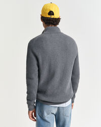 Katoenen Textured sweater met korte rits