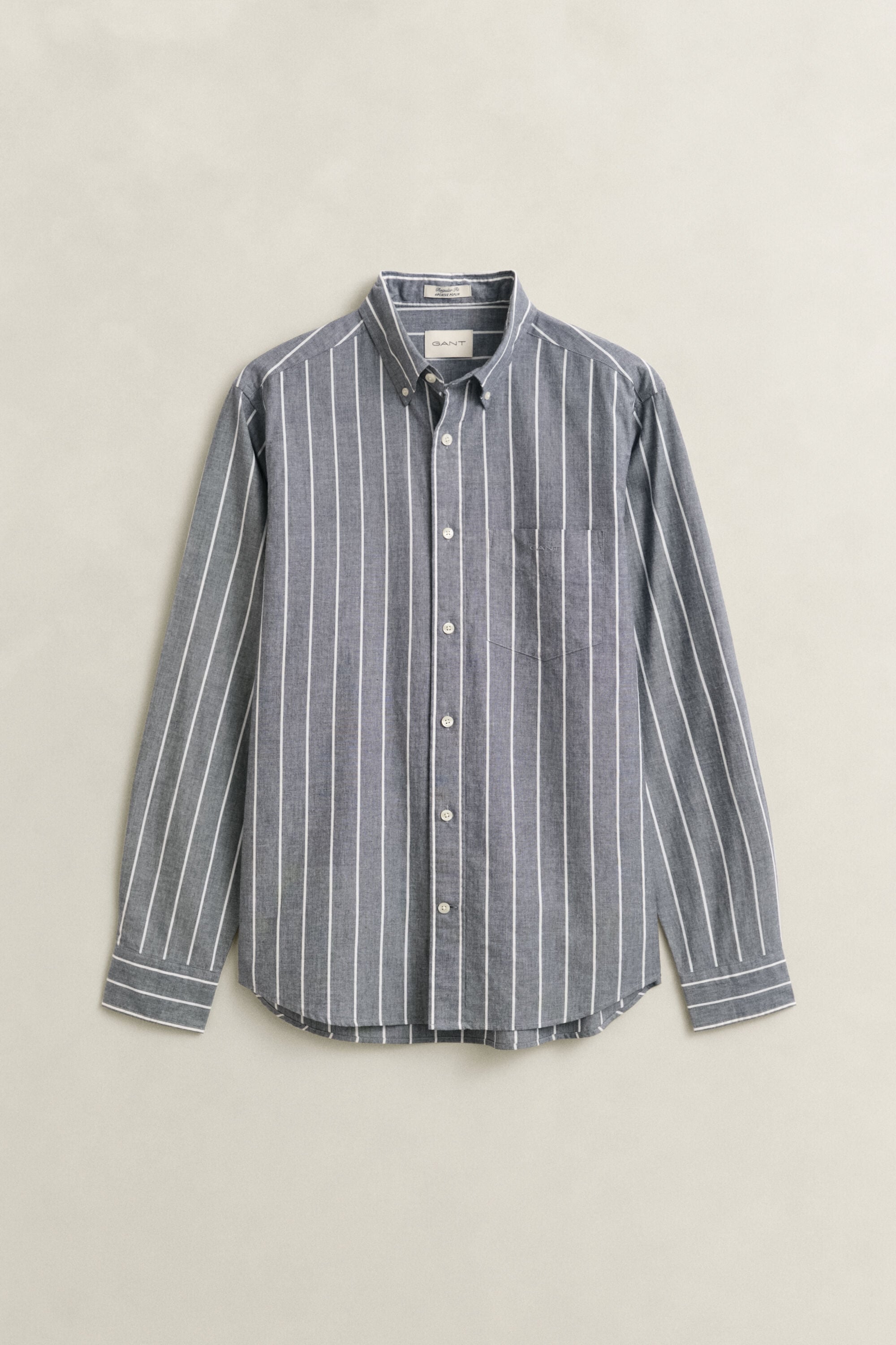 Mélange poplin overhemd met strepen