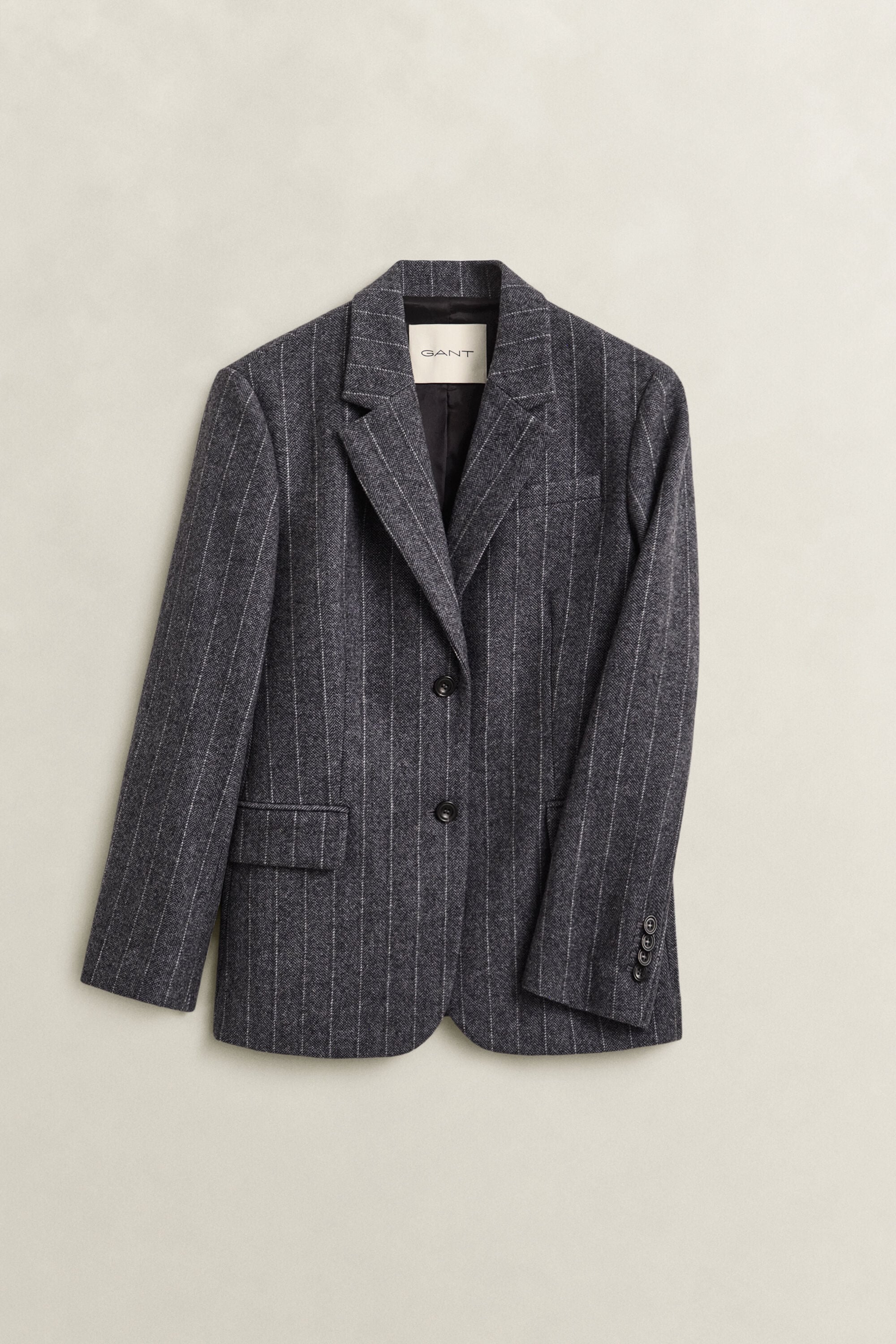 Blazer in zandlopermodel met krijtstreep