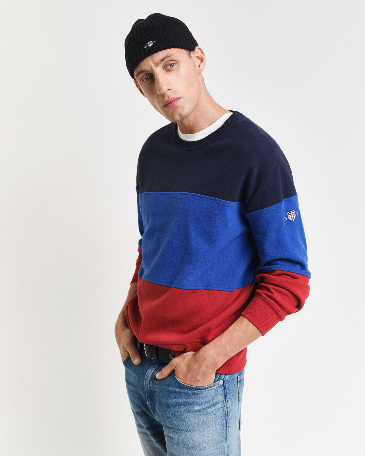 Sweatshirt met ronde hals en kleurblok