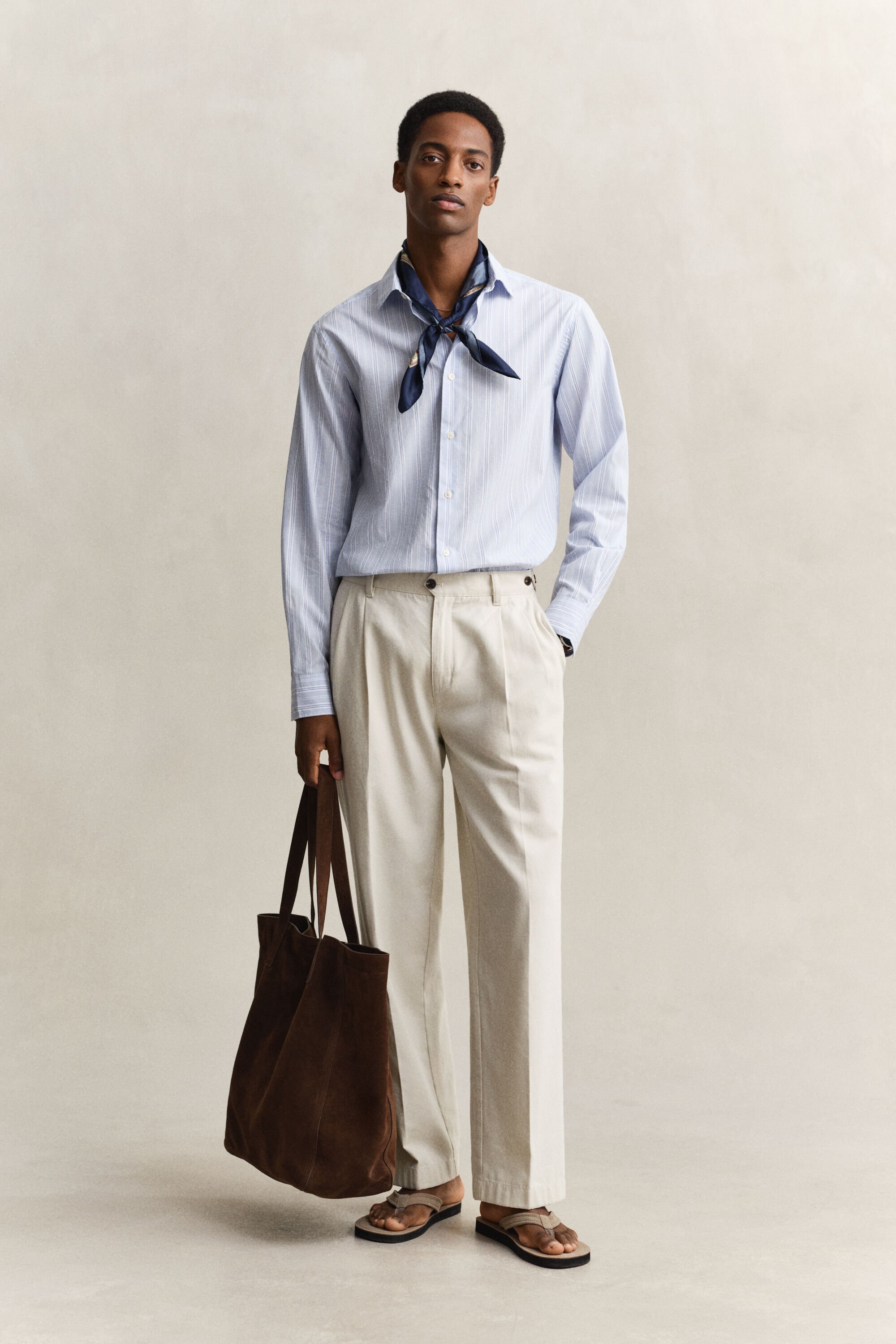 Gestreept dobby overoverhemd met normale pasvorm