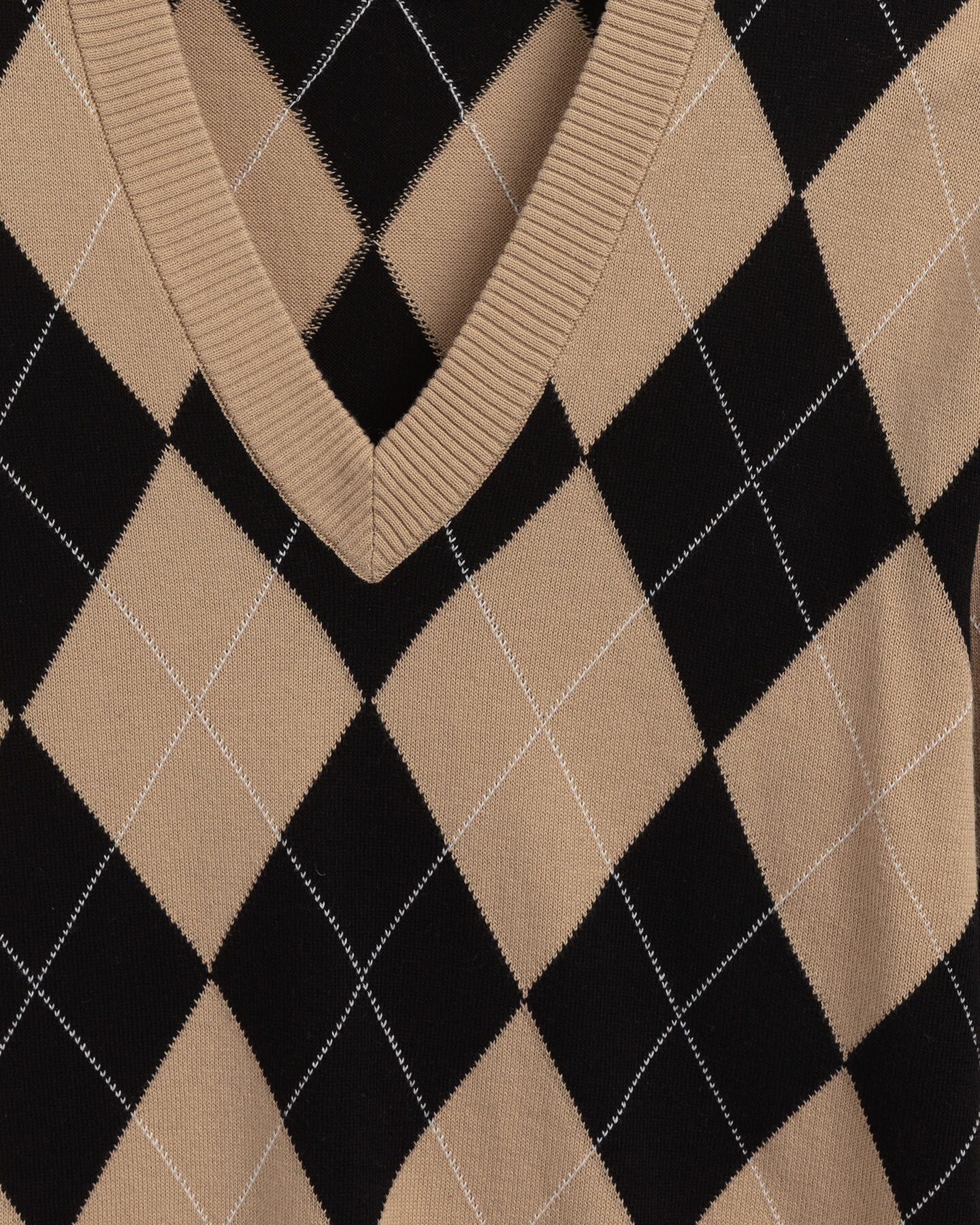 Argyle trui met V-hals