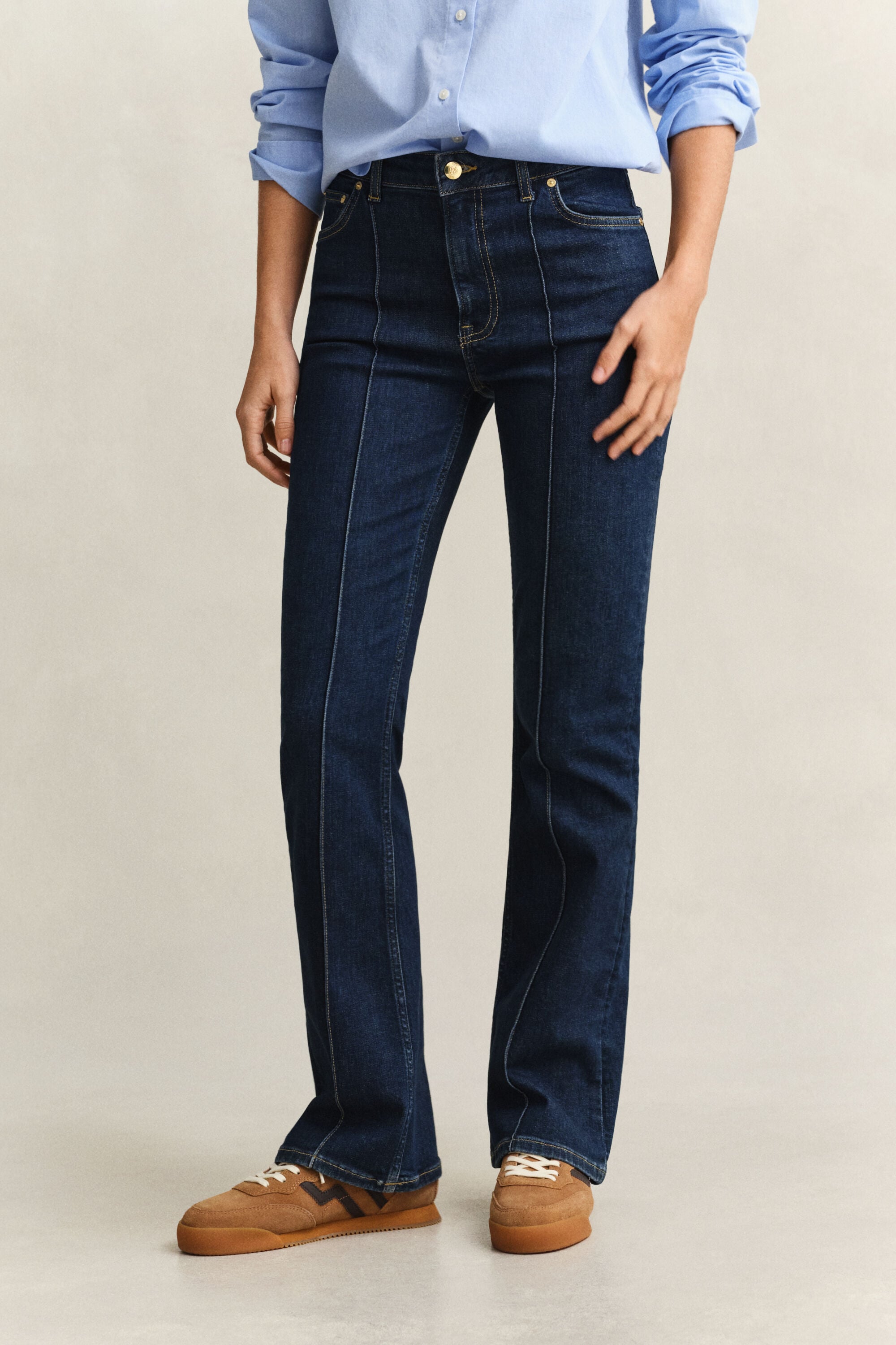 Slim Flared jeans met paspelnaden