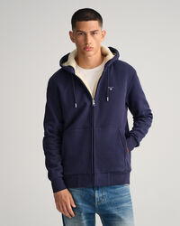 Sherpa fleece hoodie van sweatstof met ritssluiting
