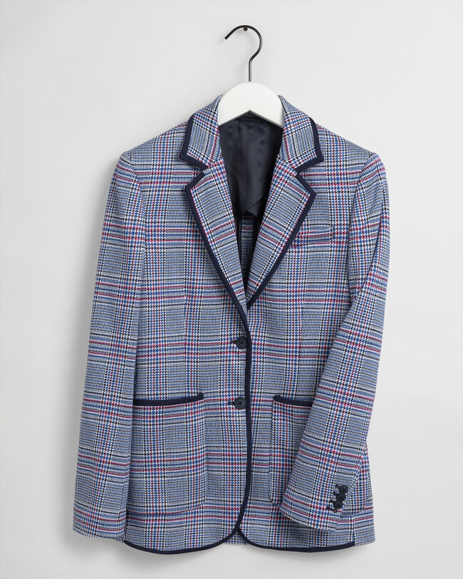 Geruite jersey blazer