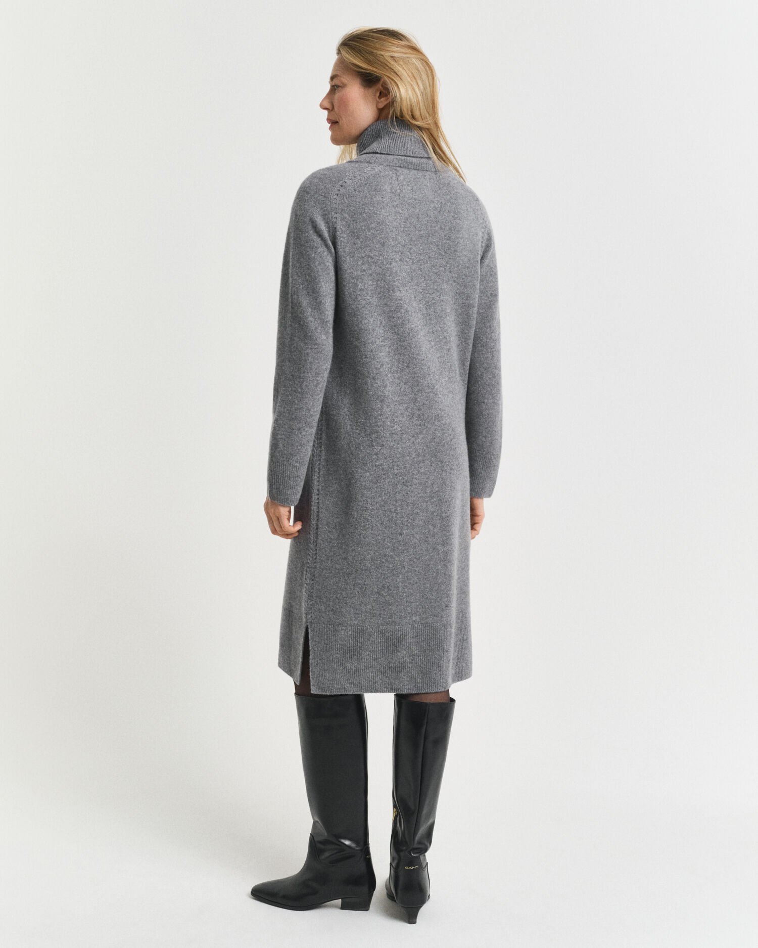 Jurk met col en gebreid detail