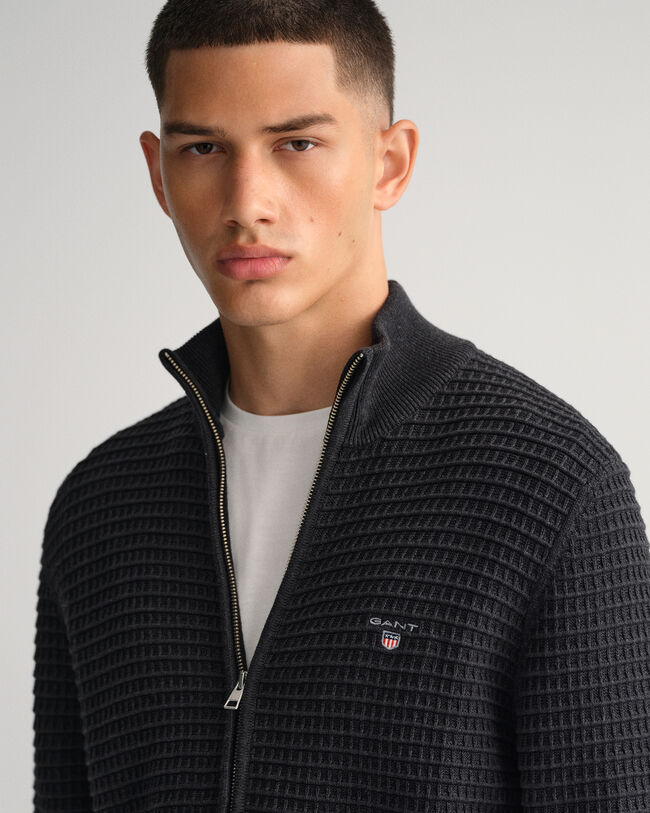 Texture sweater van katoen met rits