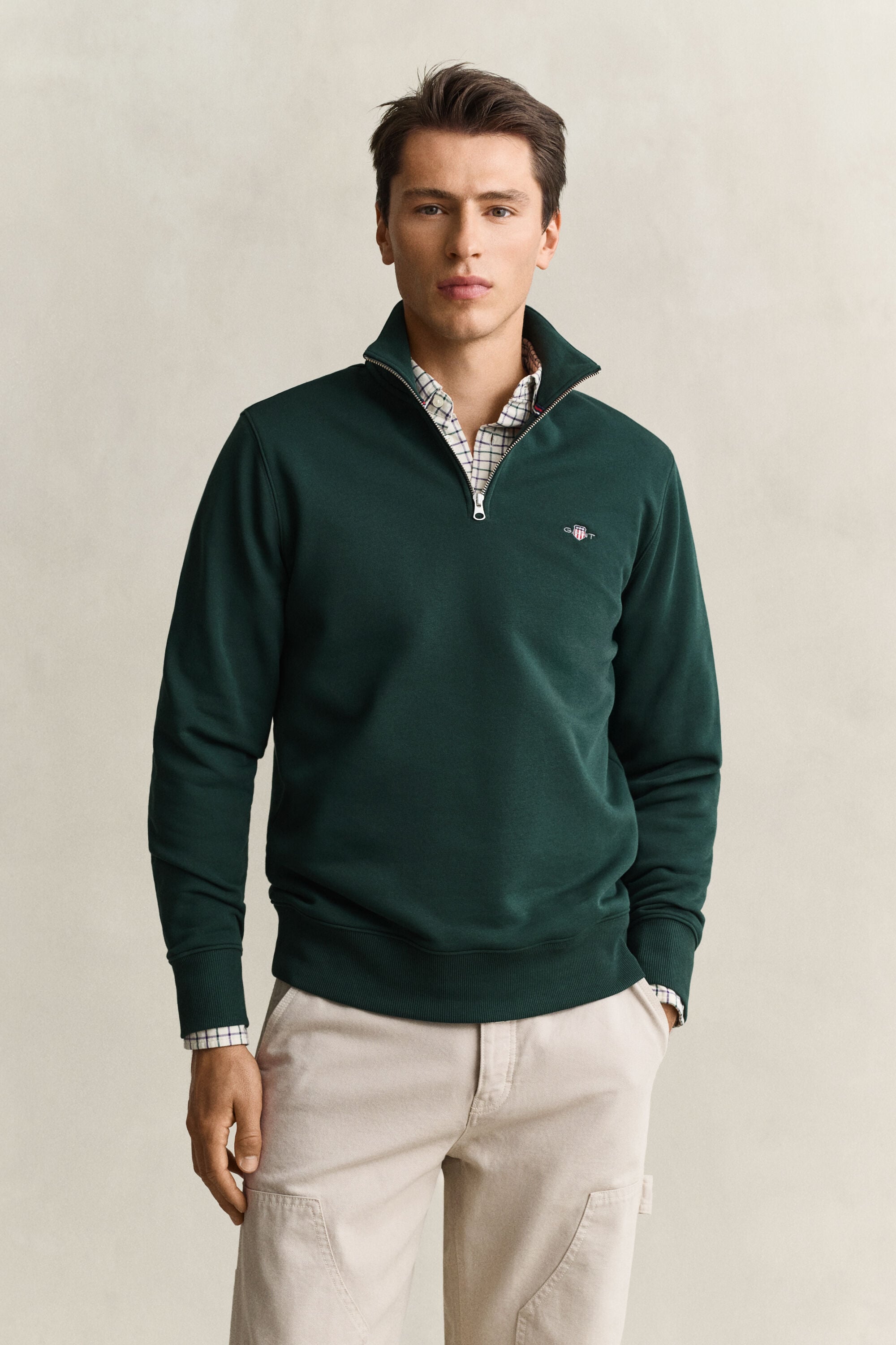 Shield sweatshirt met korte rits