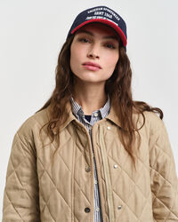 Gewatteerde jas met corduroy details