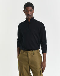 Trui met korte rits van extra fijne merinoswol