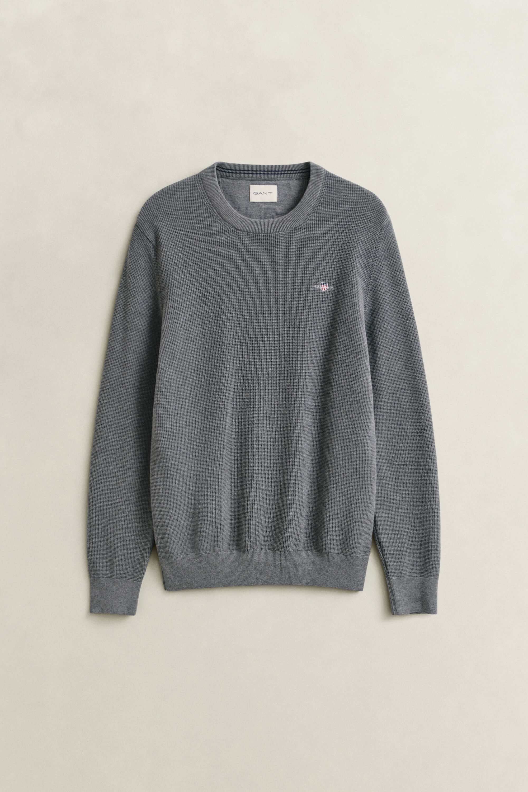 Katoenen Textured sweater met ronde hals