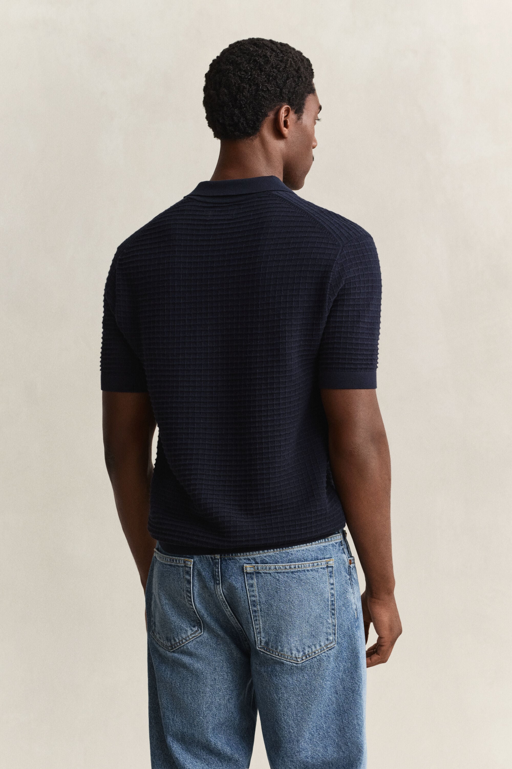 Polosweater met textuur