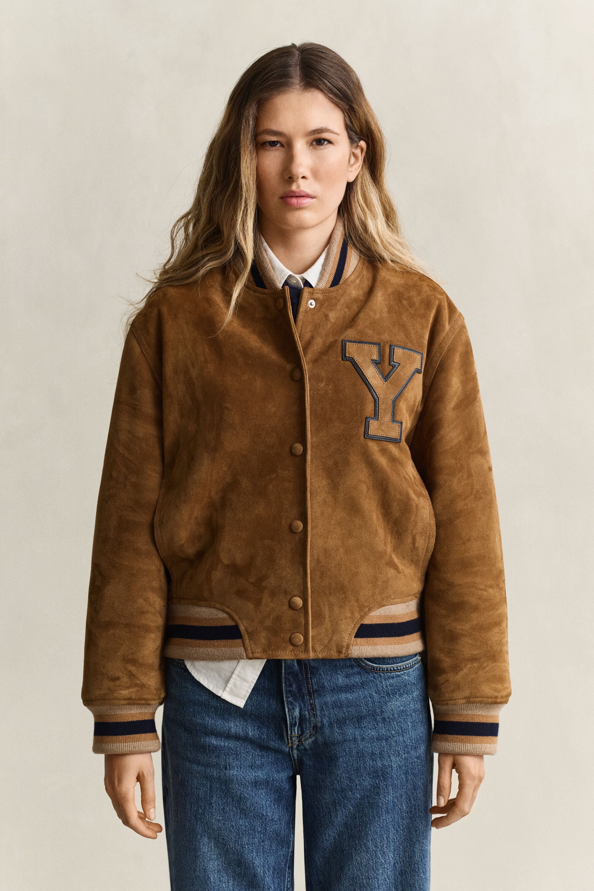 Gant x Yale Varsity Jacket van suède