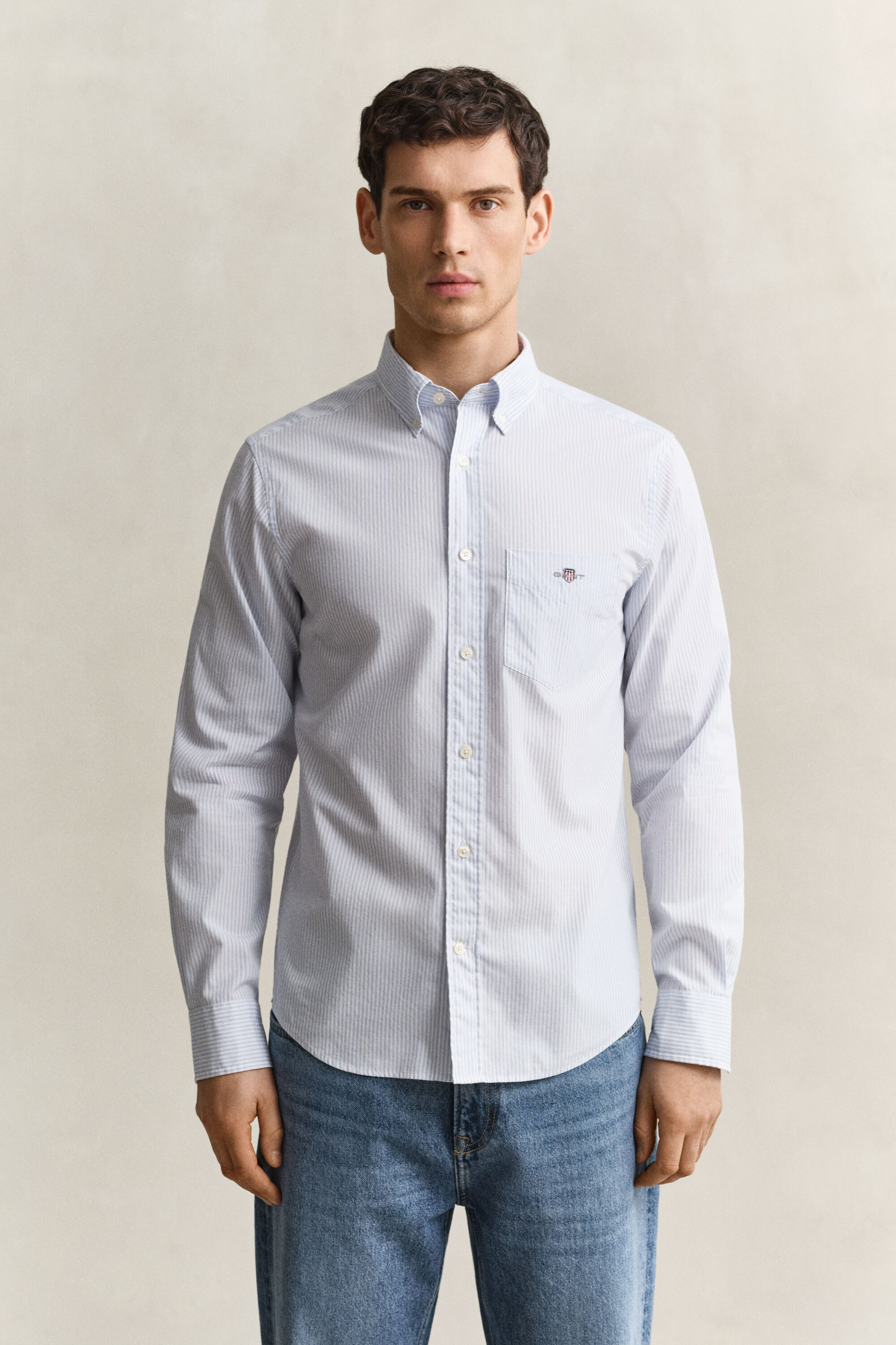 Classic Regular gestreept poplin overhemd