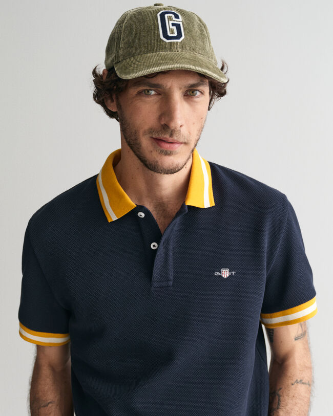 Piqué poloshirt met popcorntextuur