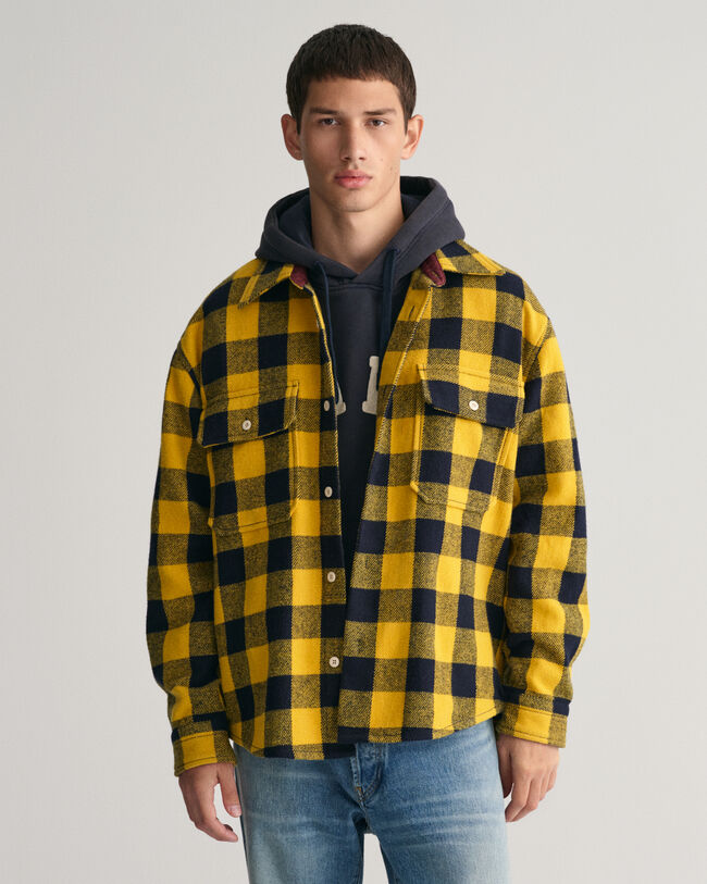Overshirt met buffaloruit van wolmix