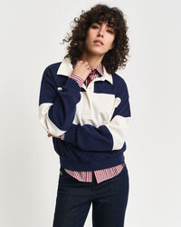 Rugger met piqué-textuur en kleurblokken