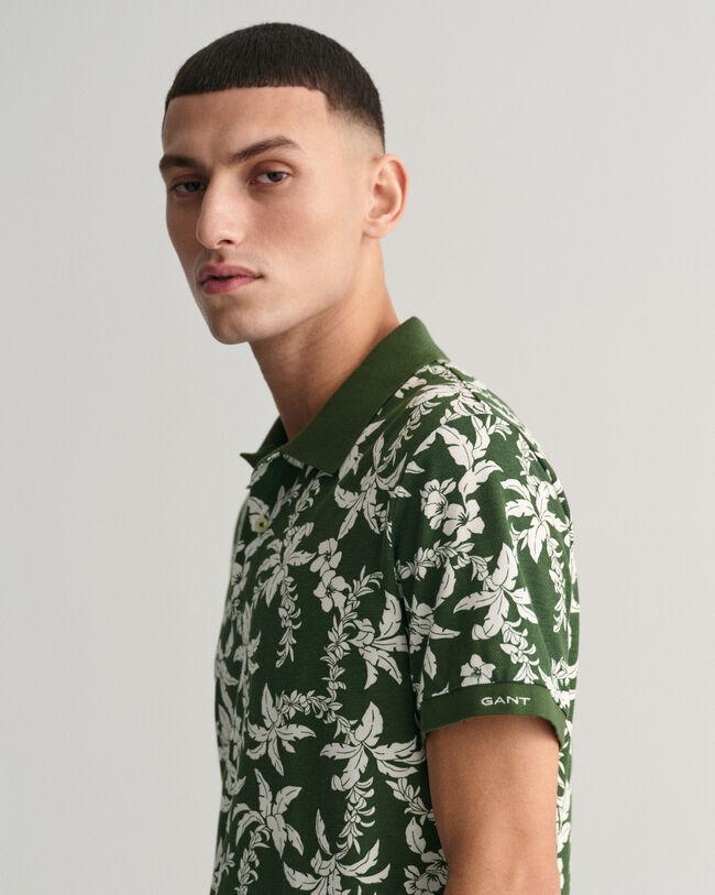 Palm Lei Print piqu&eacute; poloshirt