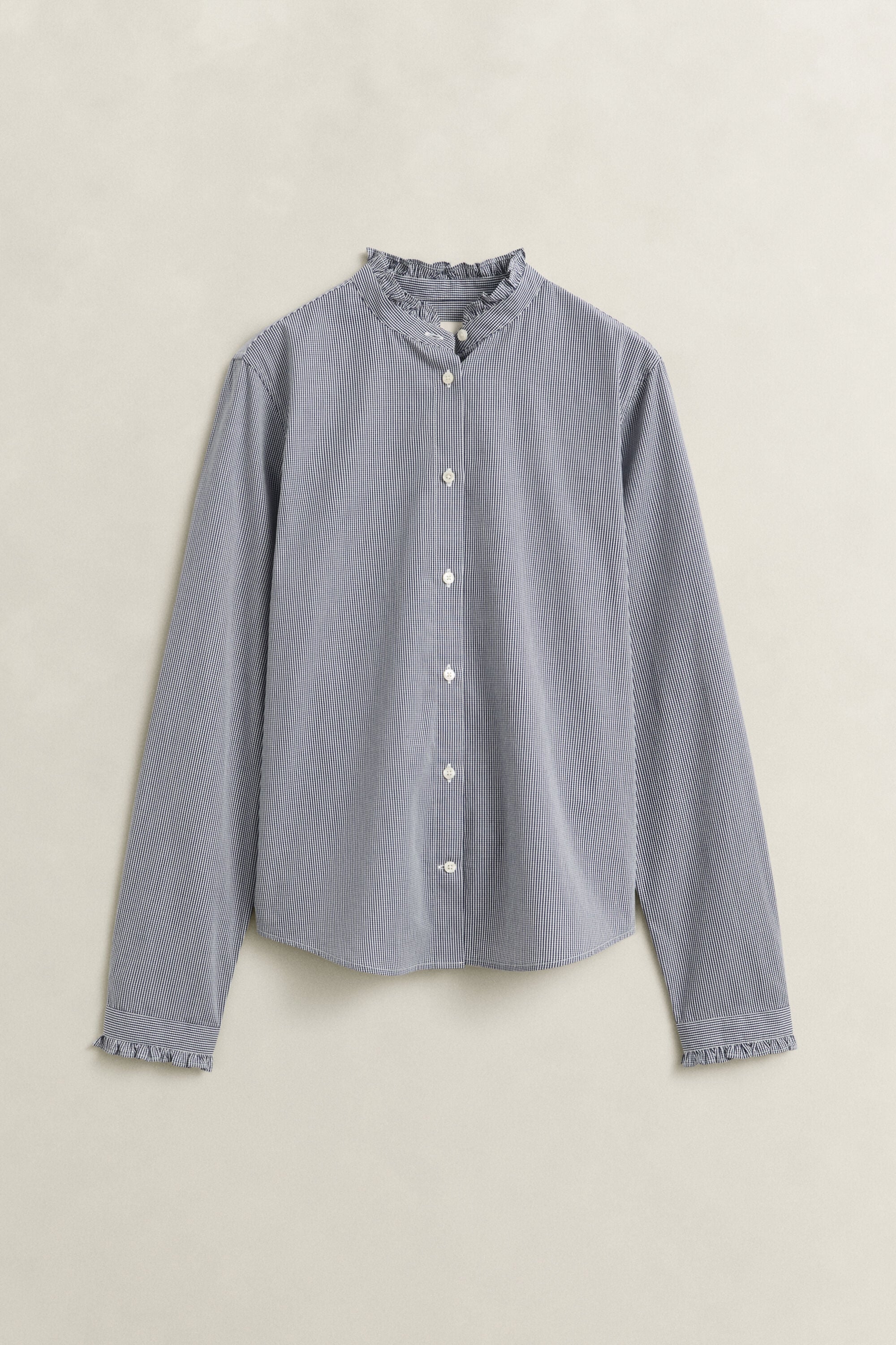Blouse met ruches langs de kraag