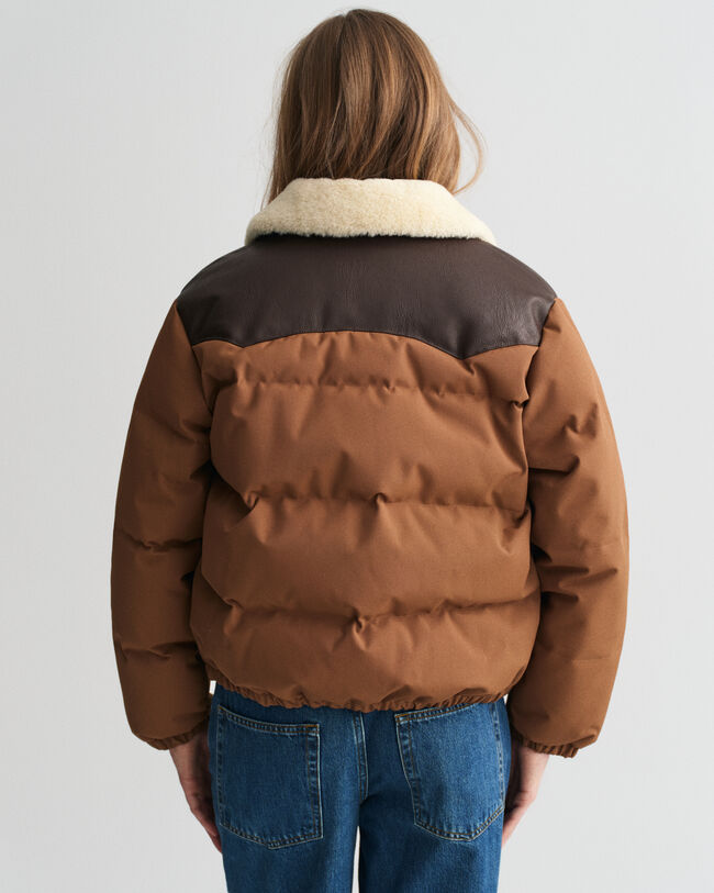 Gewatteerd jack met kraag met nepbont