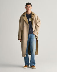 Trenchcoat van gebonden katoen