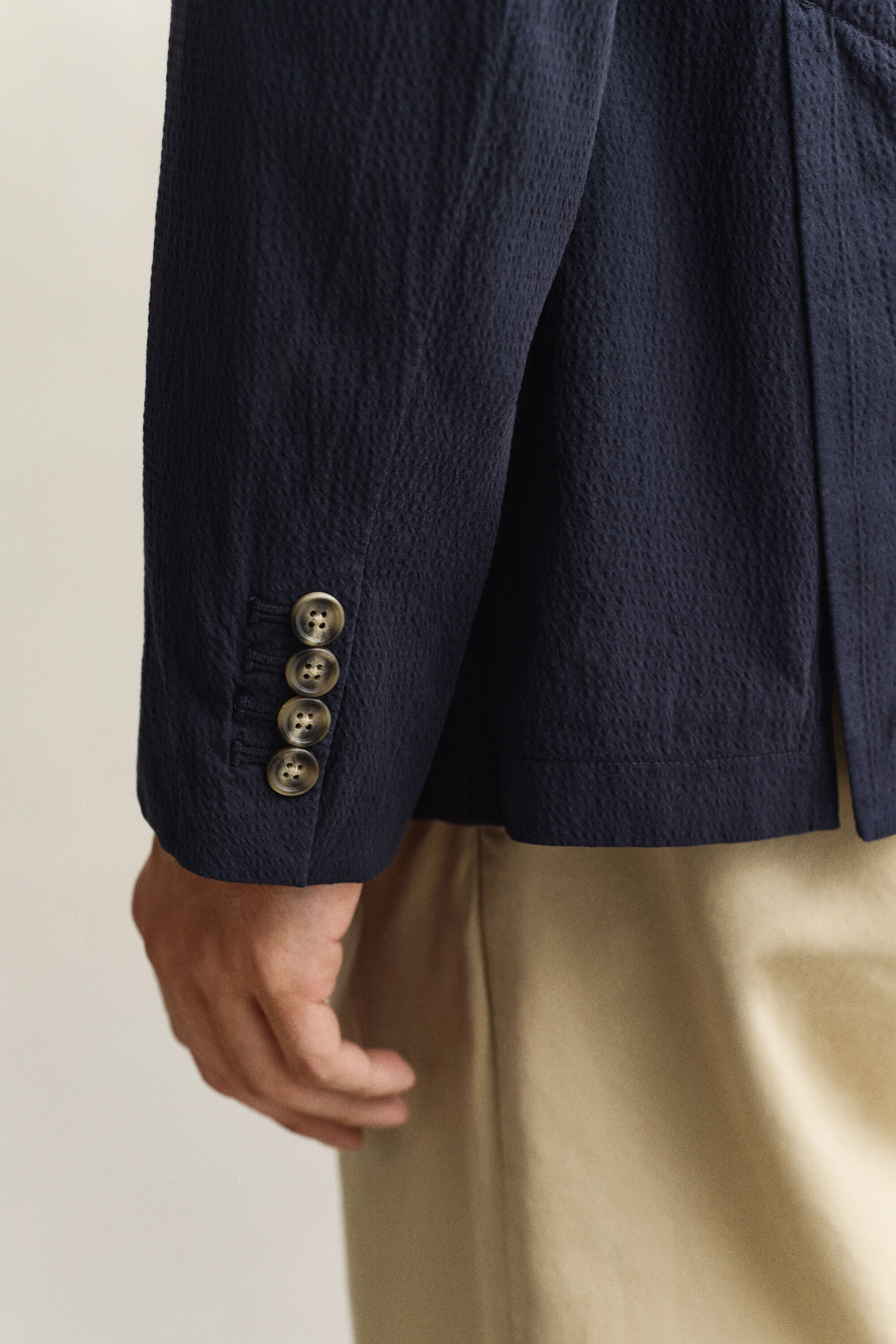 Blazer van seersucker